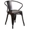 Flash Furniture 27.75" Antique Black Contemporary Outdoor Furniture Patio Stackable Chair with Arms